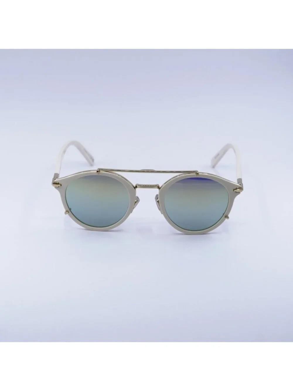 Dior DIORBLACKSUIT R7U 95H6 Sunglasses Ivory Round Frame, Green Mirror Lenses